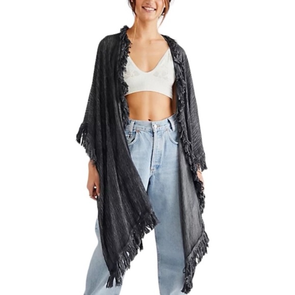 Free People Sun Bleached Fringe Kimono One-Size - Picture 3 of 7